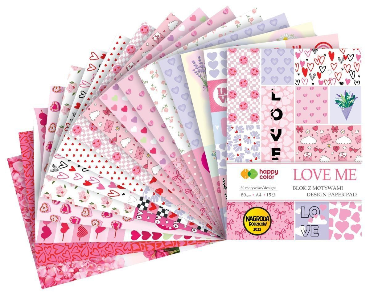 Blok z motywami Love Me A4 80g/m2 (15arkuszy , 30 motywów) Happy Color  Staedtler HA 3808 2030-LM